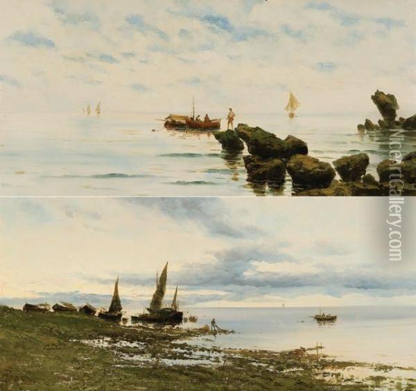 Marine Con Barche Oil Painting - Giacinto Bo