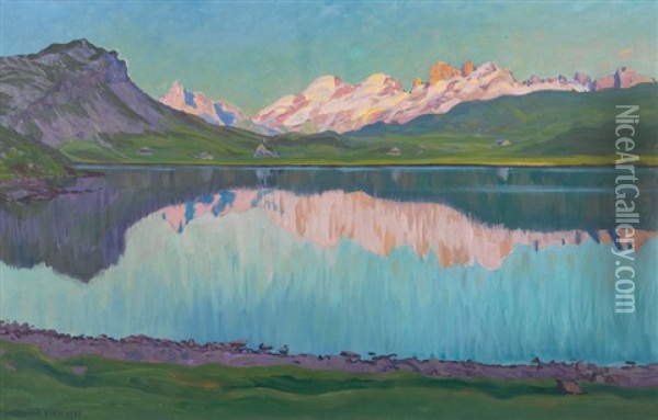 Abend Am Melchsee Oil Painting - Waldemar Theophil Fink
