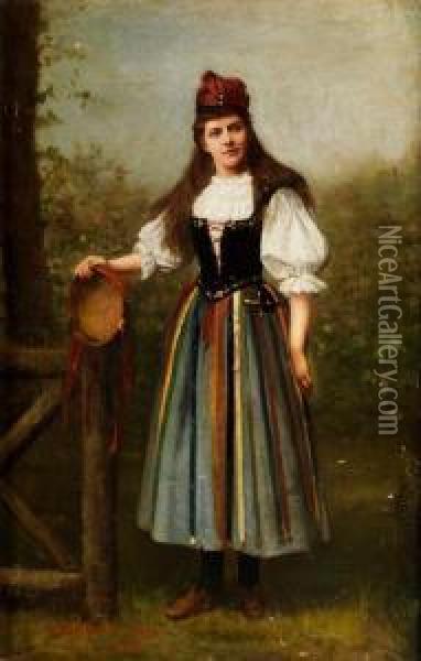 Madchen In Tracht Oil Painting - Stefano Novo