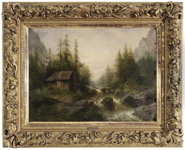 Alpine Landscape Oil Painting - Albert Rieger