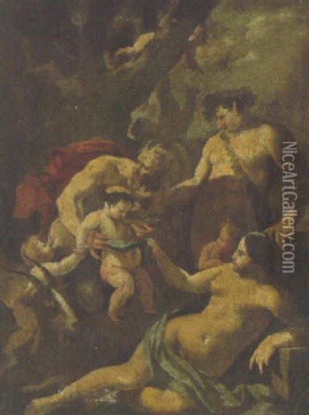 The Nurture Of Bacchus Oil Painting - Nicolas Chapron