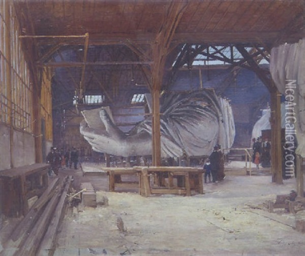 The Statue Of Liberty In Frederic-auguste Bartholdi's Studio, Paris Oil Painting - Paul Joseph Victor Dargaud