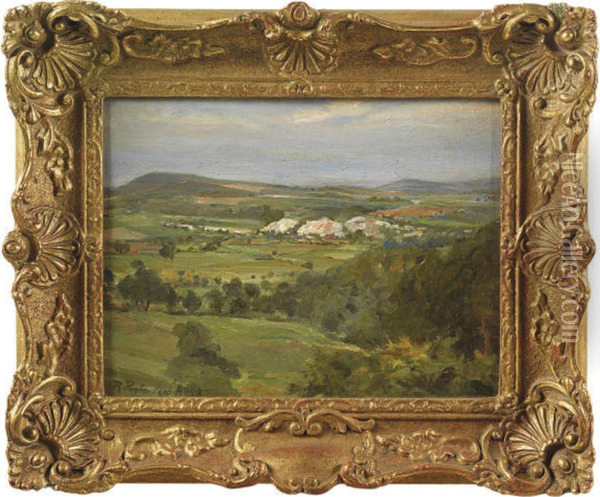 An Extensive Landscape With Woodland In The Foreground Oil Painting - Robert Payton Reid