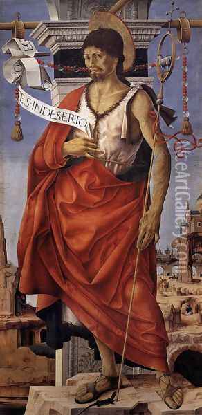 St John the Baptist (Griffoni Polyptych) 1473 Oil Painting - Francesco Del Cossa
