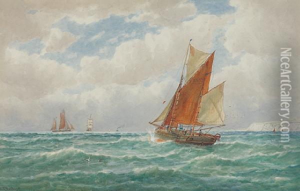 Trawlers Off Newhaven Oil Painting - George Stanfield Walters