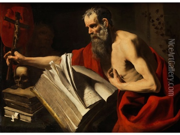 Der Heilige Hieronymus Oil Painting - Bartolomeo Cavarozzi