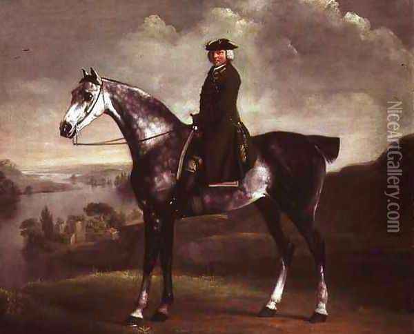 Joseph Smyth Esquire, Lieutenant of Whittlebury Forest, Northamptonshire, on a Dapple Grey Horse, c.1762-64 Oil Painting - George Stubbs
