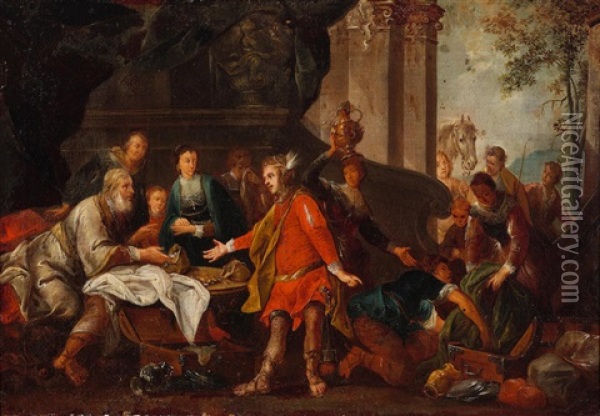 A Merchant Scene Oil Painting - Antoine Coypel