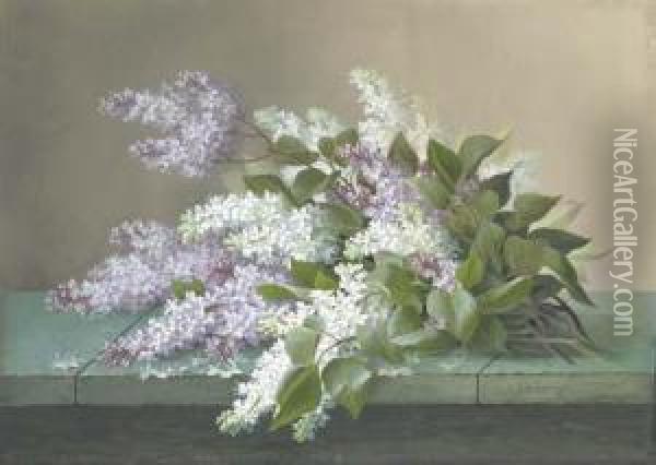 Lilacs Oil Painting - Raoul Maucherat de Longpre