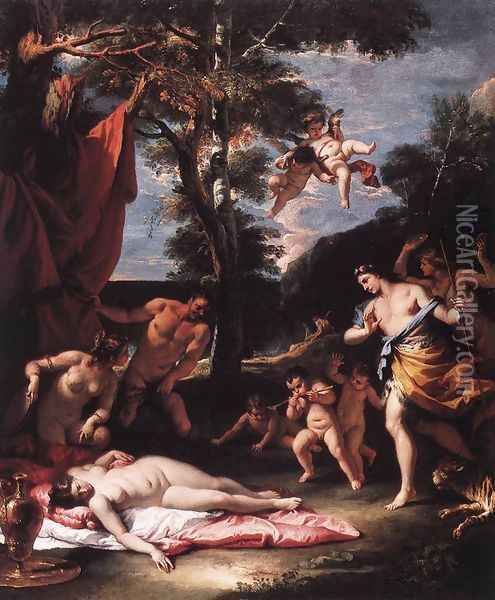 The Meeting of Bacchus and Ariadne c. 1713 Oil Painting - Sebastiano Ricci