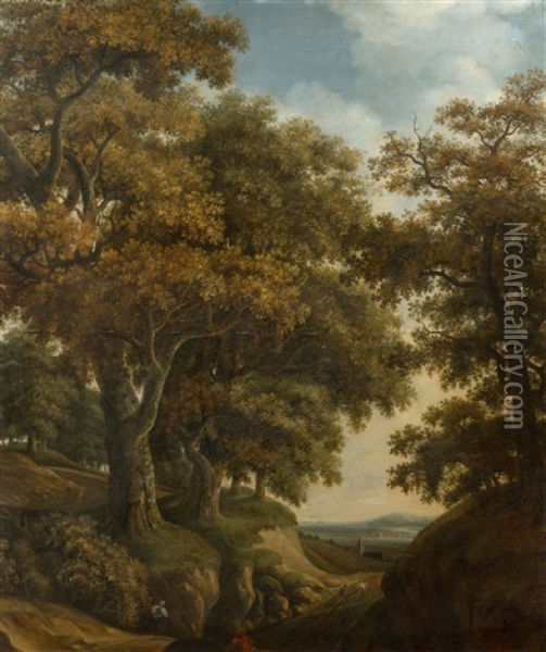 Landscape Scene With Figures Oil Painting - Adriaen Hendricksz. Verboom