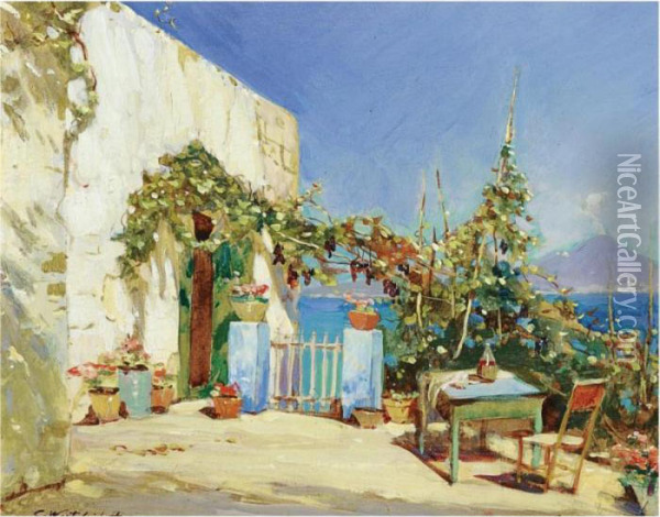 Terrace In Capri Oil Painting - Constantin Alexandr. Westchiloff