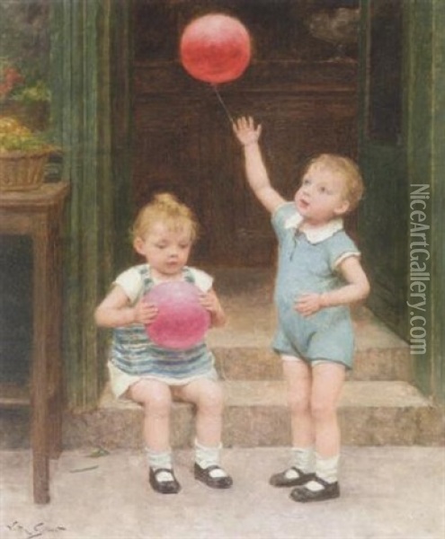 Enfants Aux Ballons Oil Painting - Victor Gabriel Gilbert
