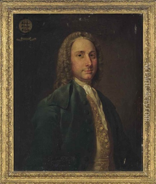Portrait Of Peregrine Berti In A Green Coat And Embroidered Waistcoat Oil Painting - Francis Hayman