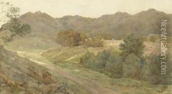 A View In The Lake District Oil Painting - Henry Holiday