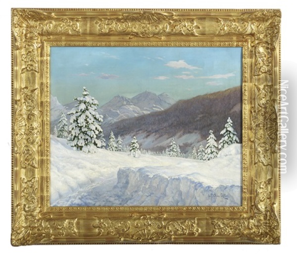 Winter Day In St. Moritz Oil Painting - Ivan Fedorovich Choultse