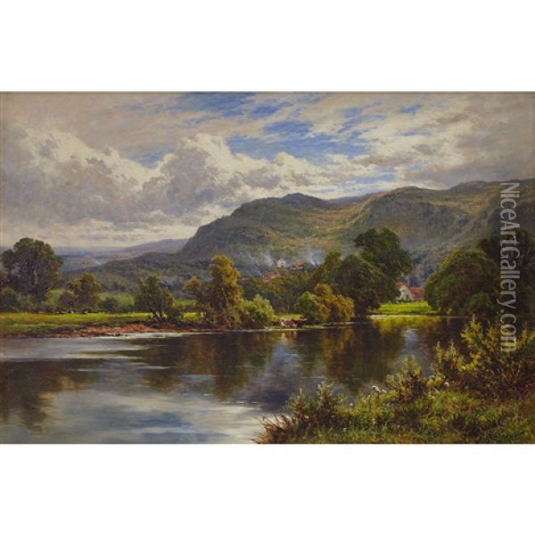 The Church Pool Betwsy-y-cowed, North Wales Oil Painting - Henry H. Parker