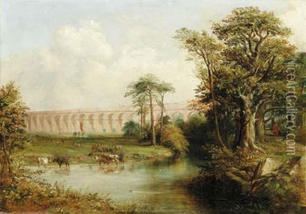 Viaduct Near Alderley Edge Oil Painting - Arthur Fitzwilliam Tait