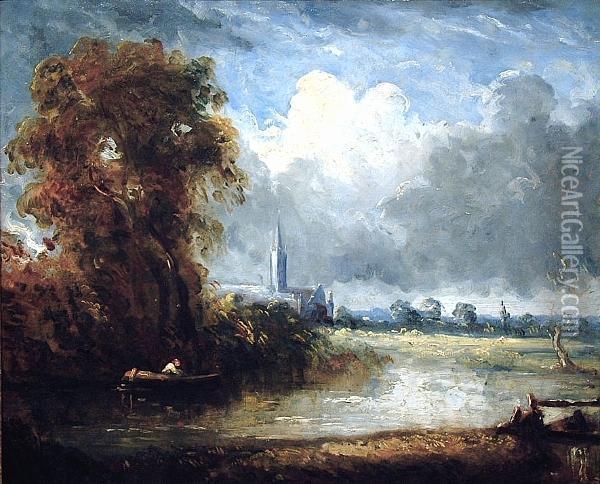 Salisbury Cathedral Oil Painting - Joseph Paul