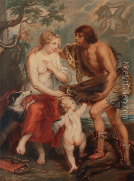 Meleager And Atalanta (after Rubens) Oil Painting - Hermann Sonntag