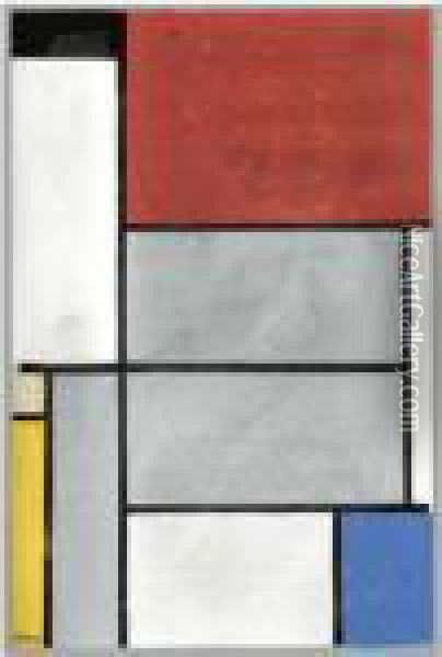 Composition With Black, Red, Grey, Yellow And Blue Oil Painting - Piet Mondrian