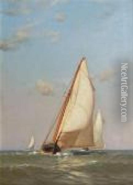 Racing At Sea Oil Painting - Warren W. Sheppard