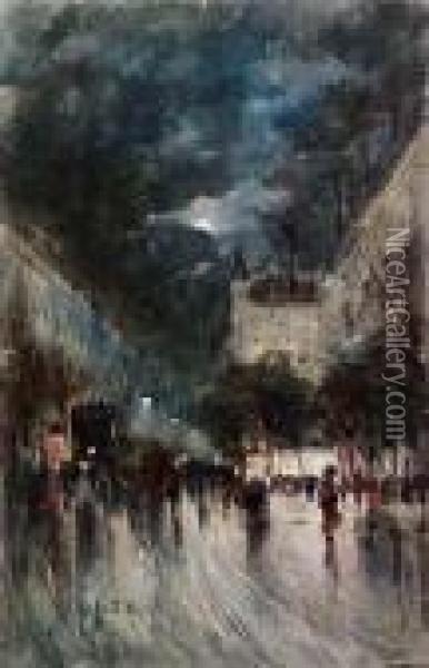 Notturno A Parigi Oil Painting - Oscar Ricciardi