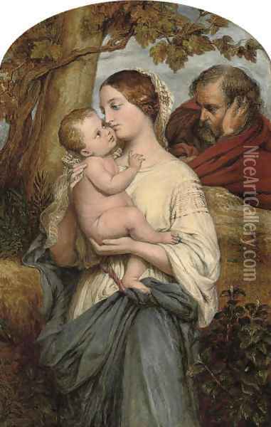 The holy family Oil Painting - William Mulready