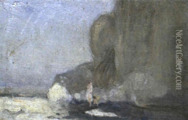 Figures On A Rocky Promontory, Dieppe Oil Painting - Charles Conder