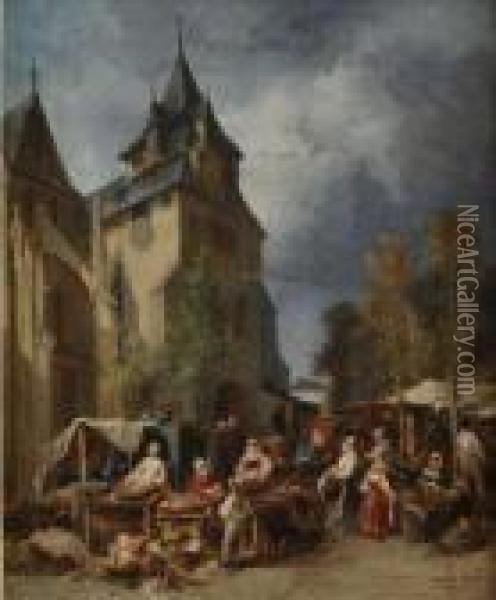 Scene De Marche En Bretagne Oil Painting - Jules Achille-Noel