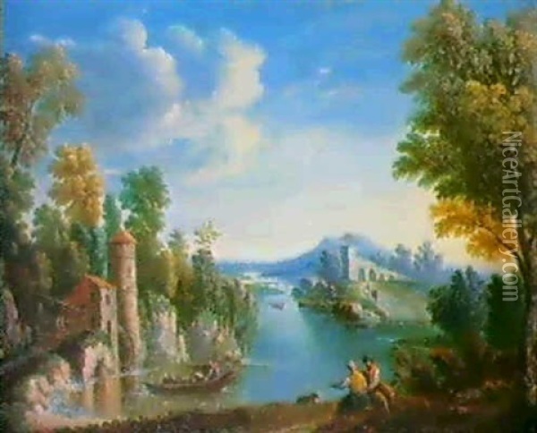 Landschaft Mit Wassermuhle. Oil Painting - Georg Christoph Gottlieb von Bemmel the Elder