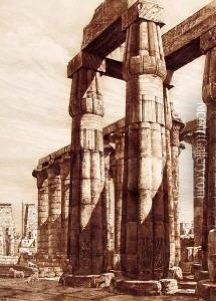 Luxor, Ramsestempel Oil Painting - Hugo Ulbrich