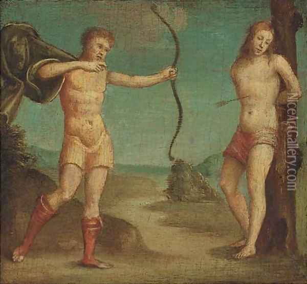 The Martyrdom of Saint Sebastian Oil Painting - Giovanni Battista Caroto