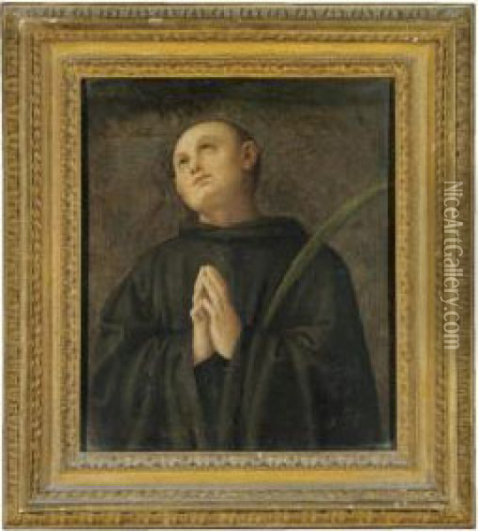 Saint Placidus Oil Painting - Pietro Perugino