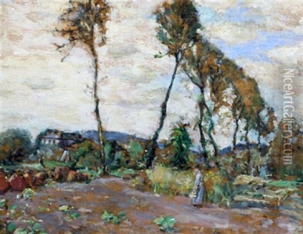 A Provencale Landscape Oil Painting - Albert Ignatias Roche