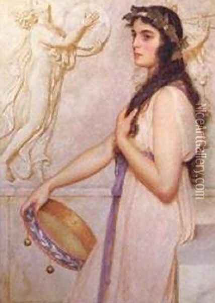 Girl with Tambourine Oil Painting - George Lawrence Bulleid
