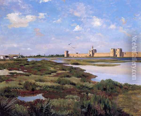 Aigues-Mortes Oil Painting - Jean Frederic Bazille
