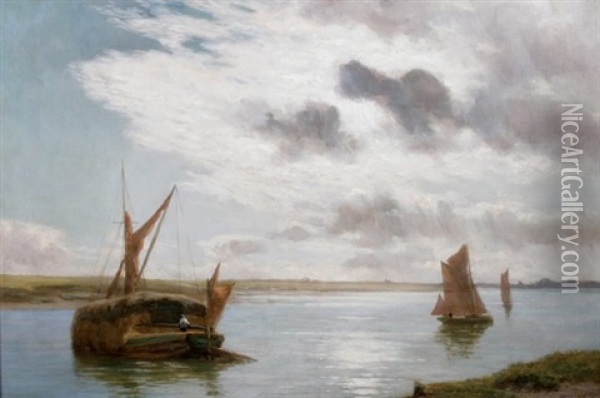 Hay Barge Oil Painting - Charles Edward Johnson