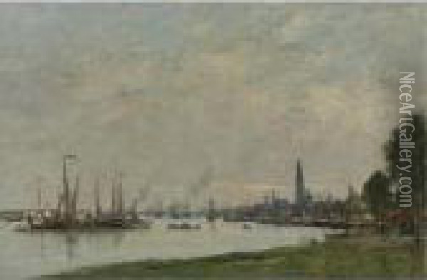 Anvers. Le Port Vu De La Citadelle Nord Oil Painting - Eugene Boudin
