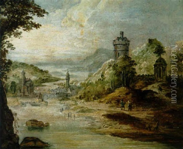 Landschaft Mit Figuren Oil Painting - Frans de Momper