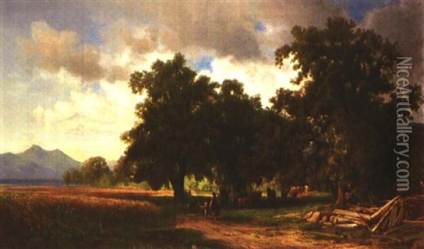 Landschaft Mit Kuhherde Am Chiemsee Oil Painting - Wilhelm Boshart
