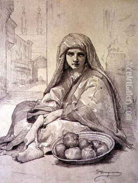 Algerian Girl Selling Pomegranates Oil Painting - William-Adolphe Bouguereau