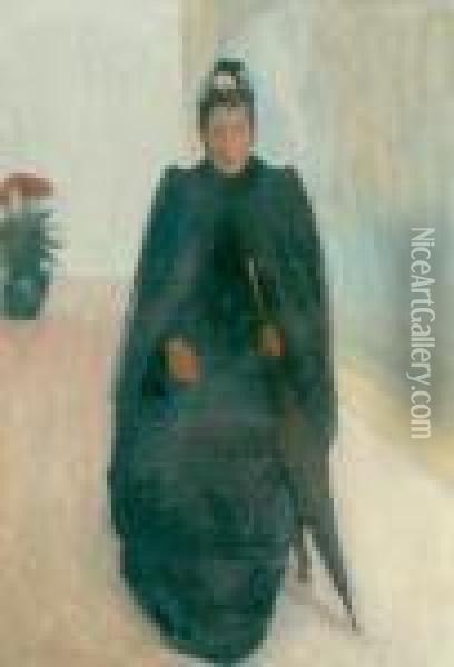 Femme Assise Avec Un Parapluie Oil Painting - Louis Anquetin