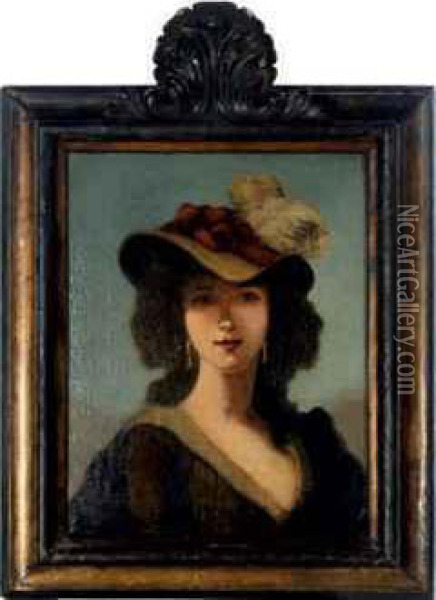 Self-portrait Of The Artist With A Straw Hat Oil Painting - Elisabeth Vigee-Lebrun