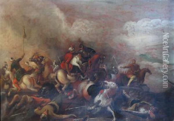A Cavalry Skirmish With The Turks Oil Painting - Georg Philipp I Rugendas