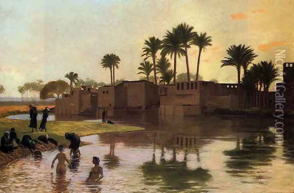 Bathers by the Edge of a River Oil Painting - Jean-Leon Gerome