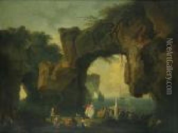 La Gondole Italienne. Oil Painting - Pierre-Jacques Volaire