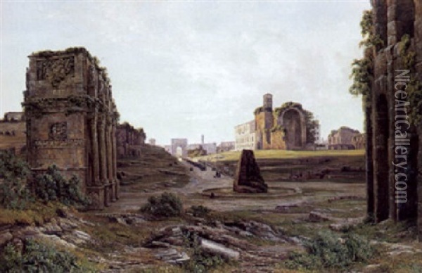 Parti Fra Forum Romanum. I Forgrunden Meta Sudans Oil Painting - Thorald Laessoe