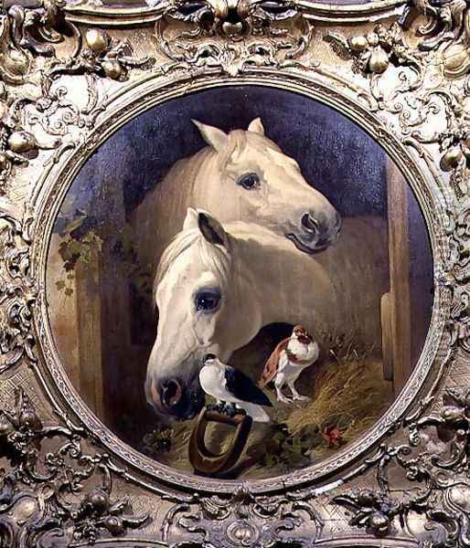 Horses by a Stable Door Oil Painting - John Frederick Herring Snr