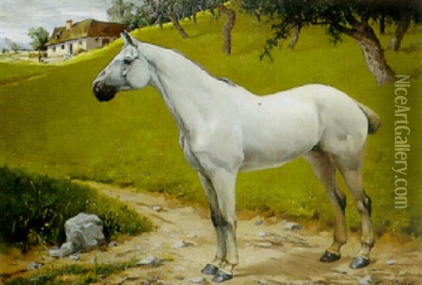Le Grand Cheval Blanc Oil Painting - Friedrich von Puteani